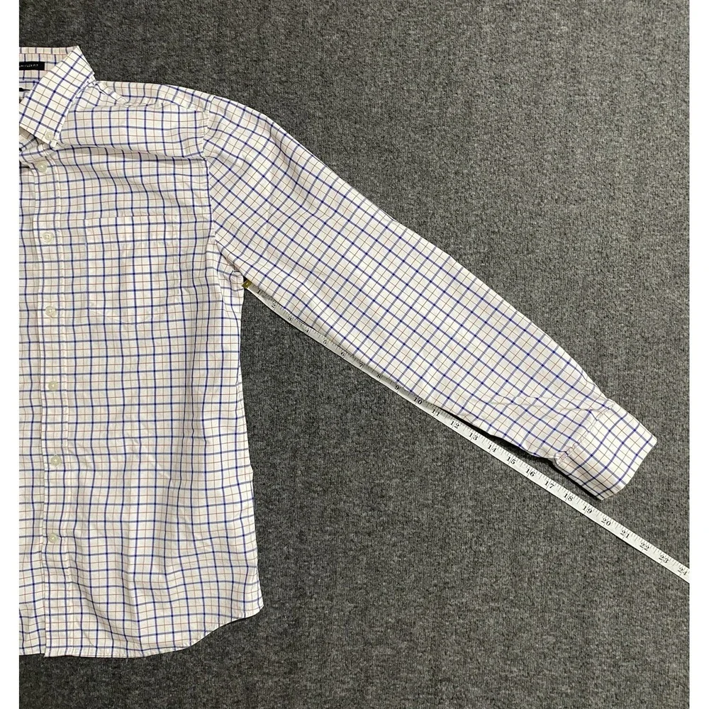 Banana Republic Mens M Slim Flex Fit Tech Stretch Cotton Check Shirt Long Sleeve